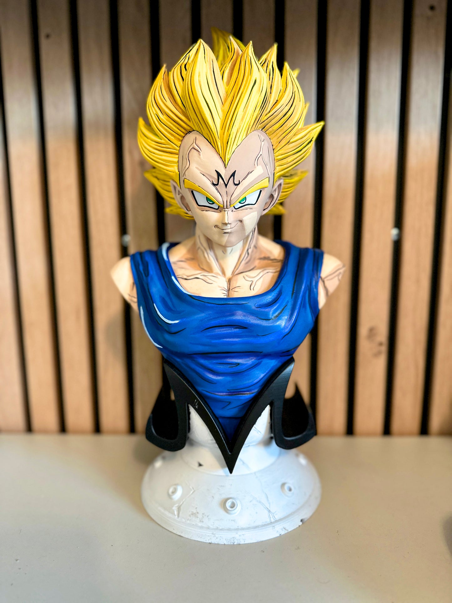 Buste géant Vegeta Majin Dragon Ball – Statue 3D artisanale peinte à la main (Tailles M et XL)