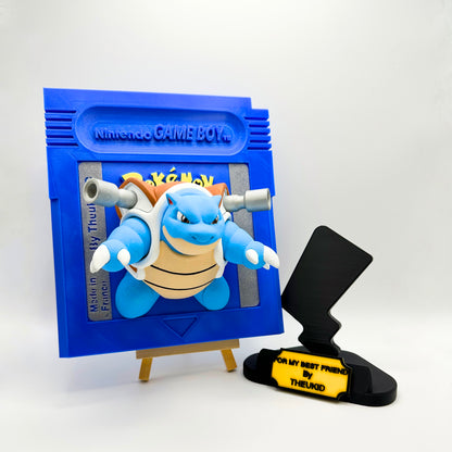 Cartouche Murale Géante Pokémon Bleu Tortank Blastoise - Peinte à la main Œuvre d'Art 3D Unique pour Amateurs de Pokémon