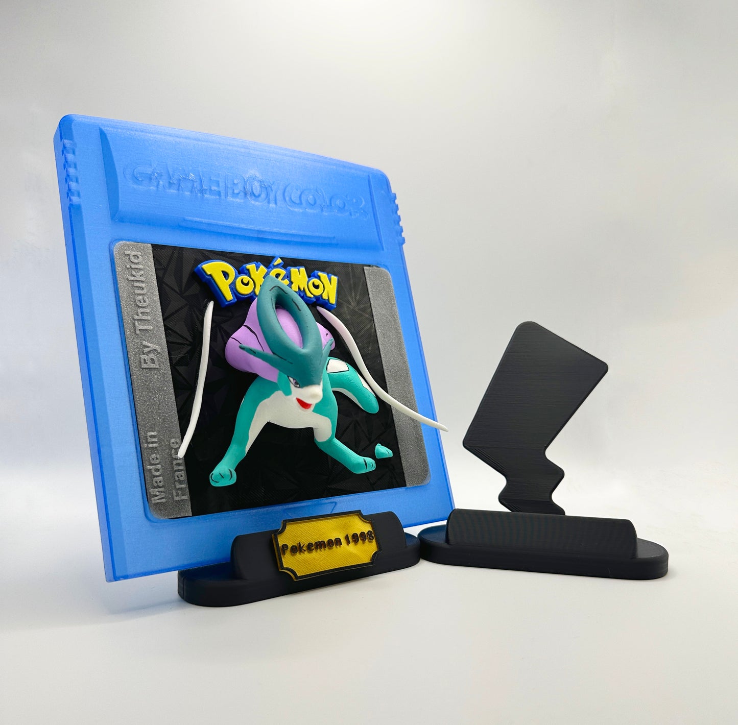 Cartouche Pokémon Crystal géante 3D avec Suicune – Socle Personnalisable en option