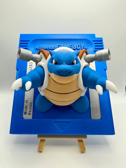 Cartouche Murale Géante Pokémon Bleu Tortank Blastoise - Peinte à la main Œuvre d'Art 3D Unique pour Amateurs de Pokémon