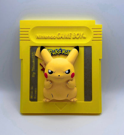 Cartouche Murale Géante Pokémon Jaune Pikachu Retro - Peinte à la main Œuvre d'Art 3D Unique pour Amateurs de Pokémon