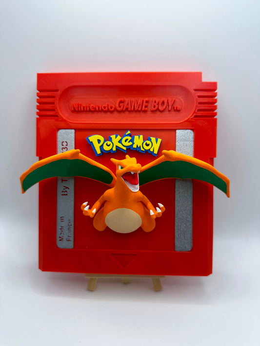 Cartouche Murale Géante Pokémon Rouge Dracofeu Charizard - Peinte à la main Œuvre d'Art 3D Unique pour Amateurs de Pokémon