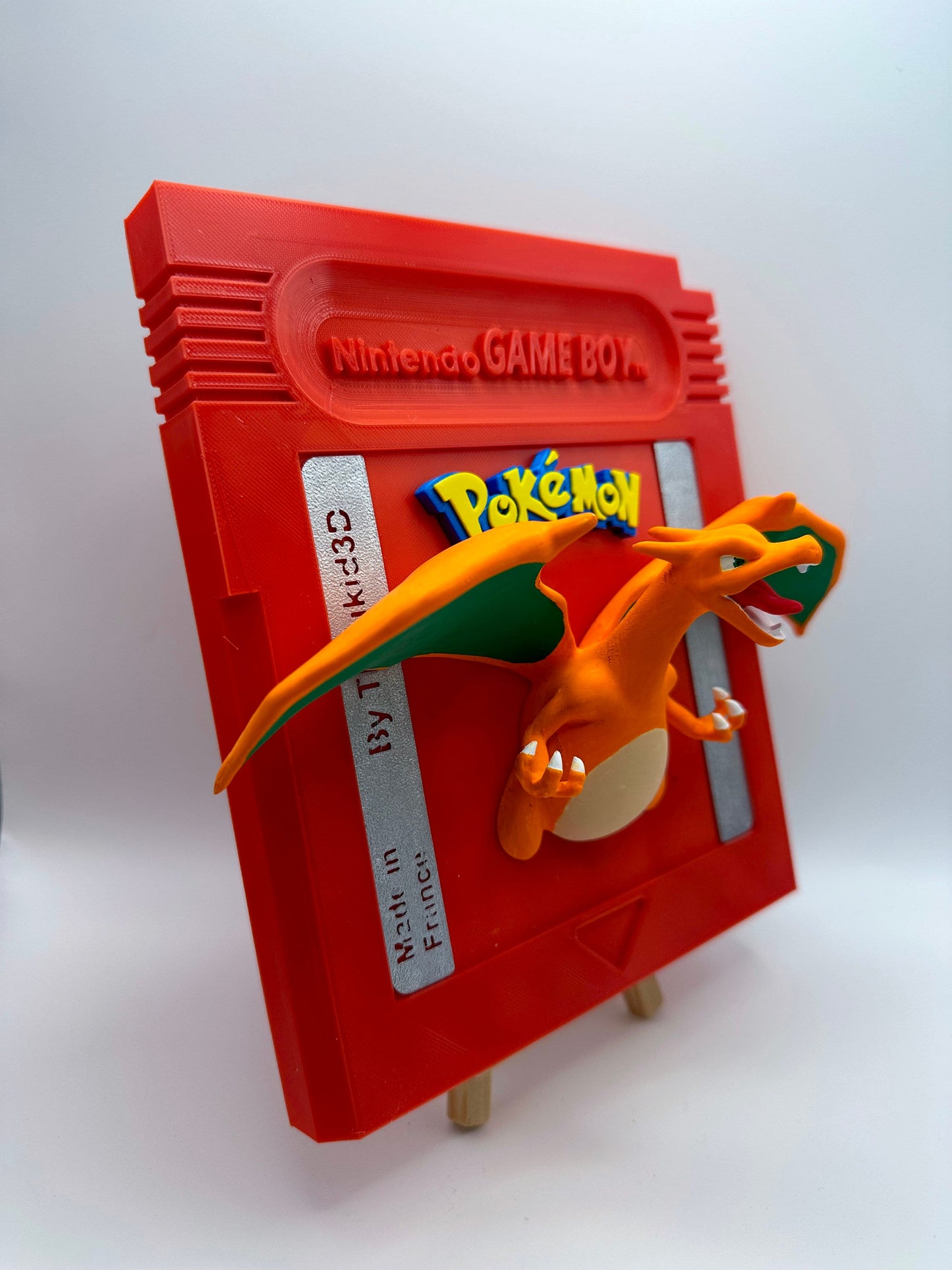 Cartouche Murale Géante Pokémon Rouge Dracofeu Charizard - Peinte à la main Œuvre d'Art 3D Unique pour Amateurs de Pokémon