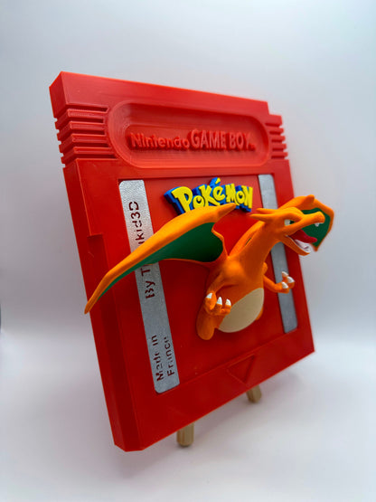 Cartouche Murale Géante Pokémon Rouge Dracofeu Charizard - Peinte à la main Œuvre d'Art 3D Unique pour Amateurs de Pokémon