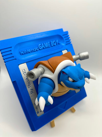 Cartouche Murale Géante Pokémon Bleu Tortank Blastoise - Peinte à la main Œuvre d'Art 3D Unique pour Amateurs de Pokémon