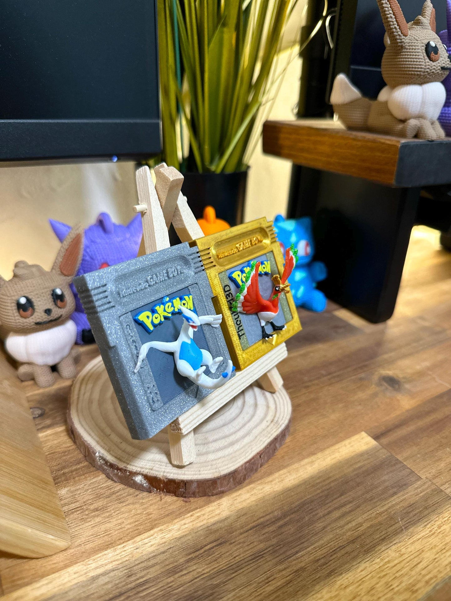 Cartouche Pokémon Or Ho-oh en 3D - Taille Réelle, Peinte à la Main - Décoration Geek, Cadeau Unique pour Fans de Pokémon et Rétro Gaming