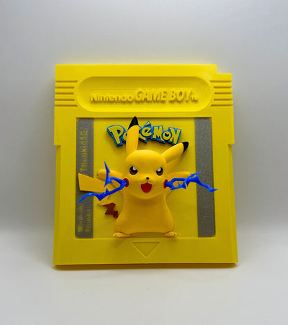 Cartouche Murale Géante Pokémon Jaune Pikachu - Peinte à la main Œuvre d'Art 3D Décoration Murale Unique pour Amateurs de Pokémon