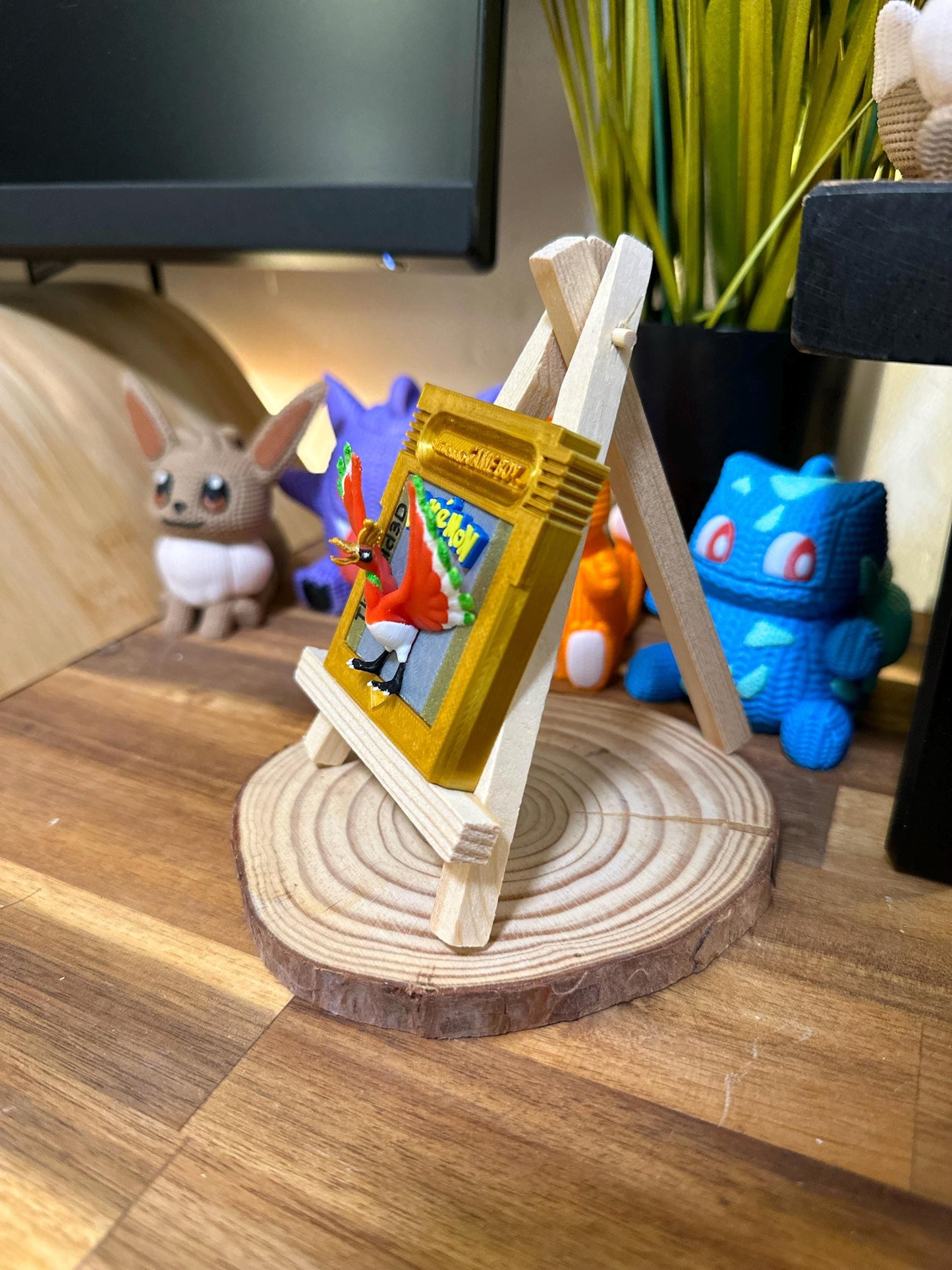 Cartouche Pokémon Or Ho-oh en 3D - Taille Réelle, Peinte à la Main - Décoration Geek, Cadeau Unique pour Fans de Pokémon et Rétro Gaming