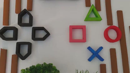 Décoration murale géante PlayStation - Boutons emblématiques imprimés en 3D et peints à la main - Idéal pour bureau gamer ou salle de jeux