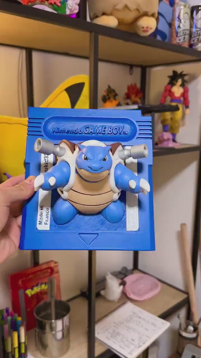 Cartouche Murale Géante Pokémon Bleu Tortank Blastoise - Peinte à la main Œuvre d'Art 3D Unique pour Amateurs de Pokémon